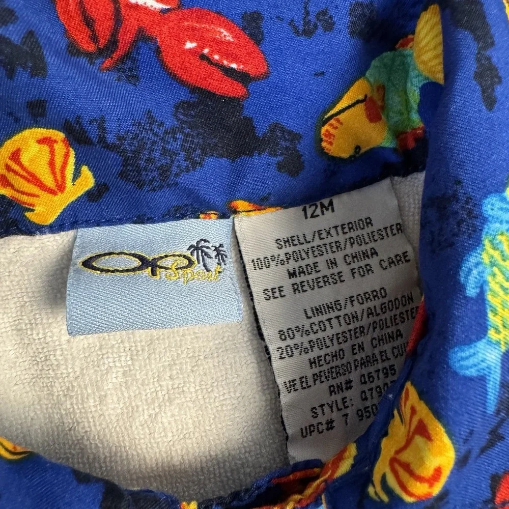 OP Sport Baby Swim Shirt‎ Lot 2 Hawaiian Terry Lined Rash guard 12–18M AOP
